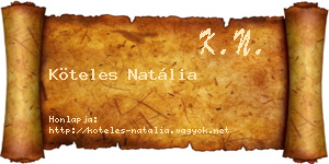 Köteles Natália névjegykártya